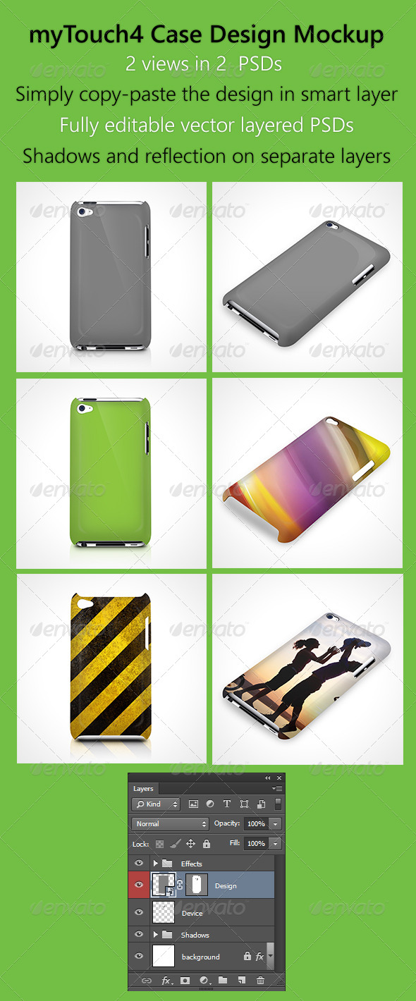 myTouch4 Case Design Mockup - Displays Product Mock-Ups