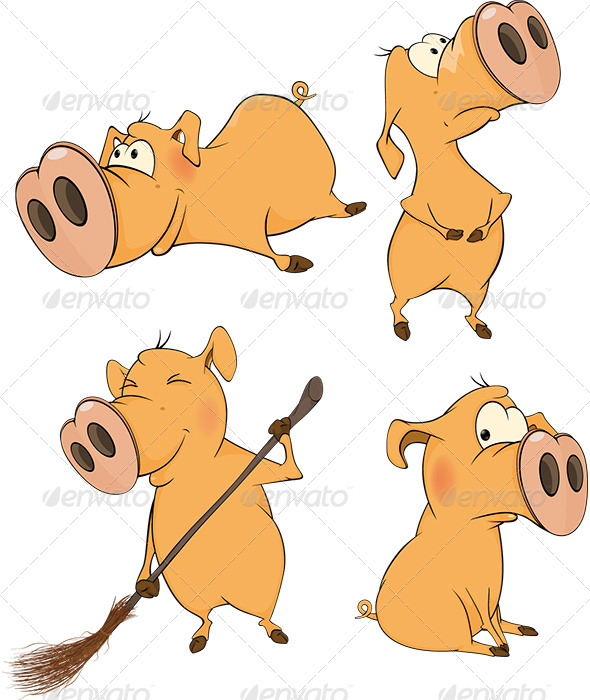 Pigs Clip Art Cartoon - Animals Characters