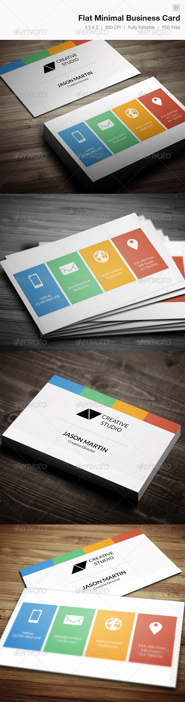 Flat Minimal Business Card - 01 - Corporate Business Cards