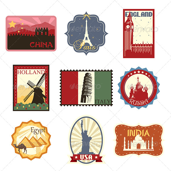 Travel Labels or Badges - Travel Conceptual