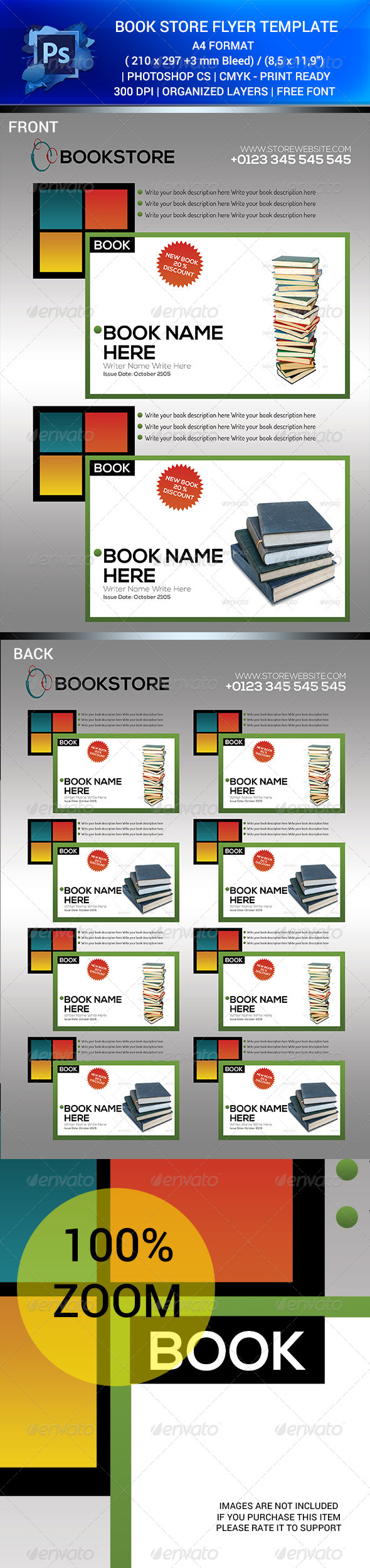 BOOK STORE SALES FLYER TEMPALET V.1 PSD - Flyers Print Templates