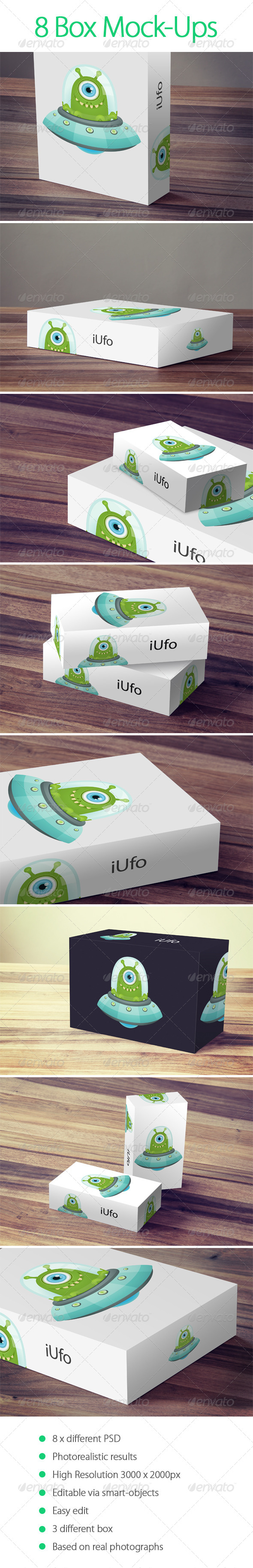 8 Box Mock-Up - Packaging Product Mock-Ups
