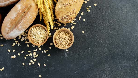 Bread loaves with wheat and flour alt