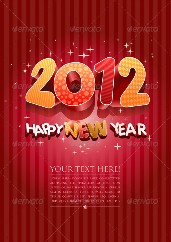2012 Happy New Year Design Template - New Year Seasons/Holidays