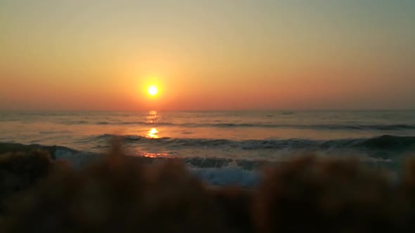 Sunrise and sunset at sea landscape. sunset at ocean, red sunset at ocean. Morning ocean waves. sea
