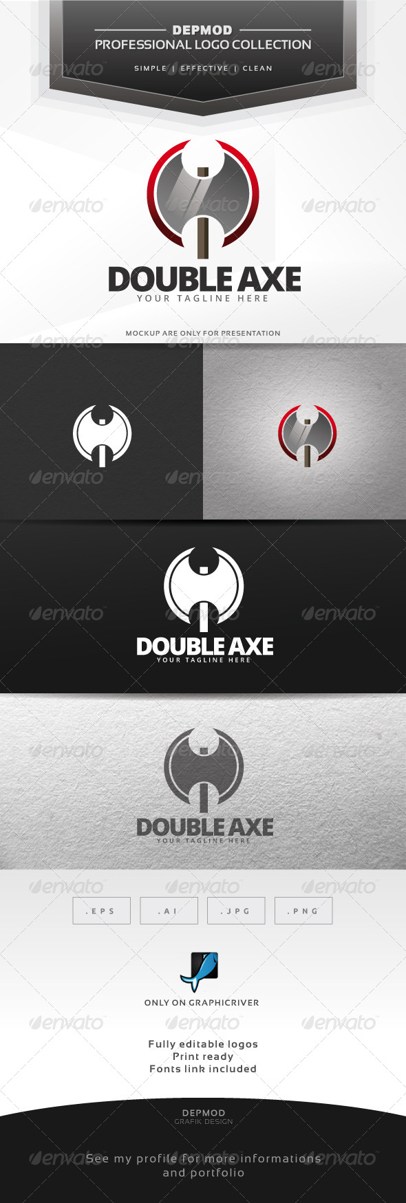 Double Axe Logo - Objects Logo Templates