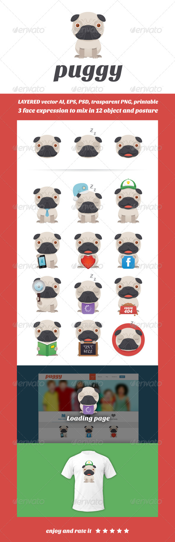Puggy Mascot - Animals Characters