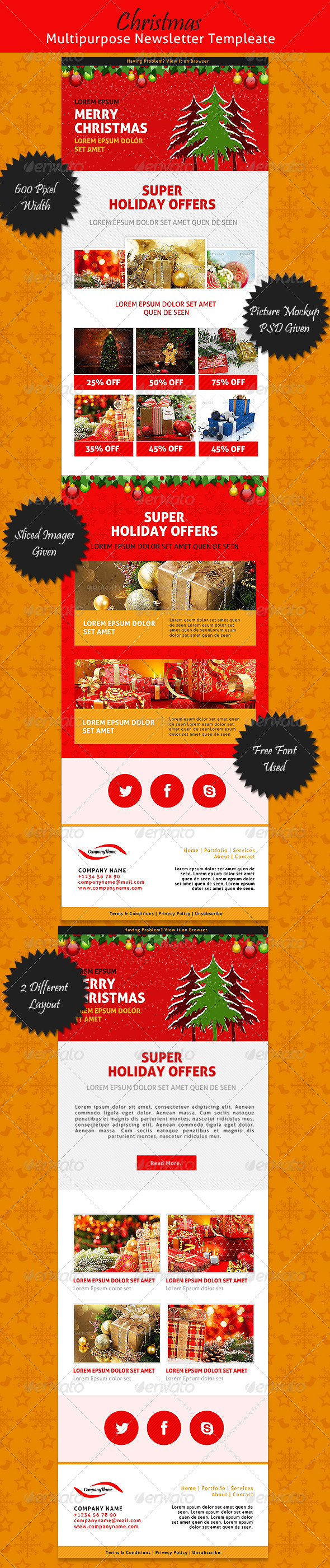 Christmas Multipurpose Newsletter Template - E-newsletters Web Elements