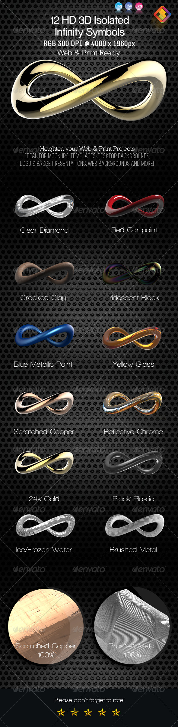 12 HD 3D Isolated Infinity Symbol - Objects 3D Renders