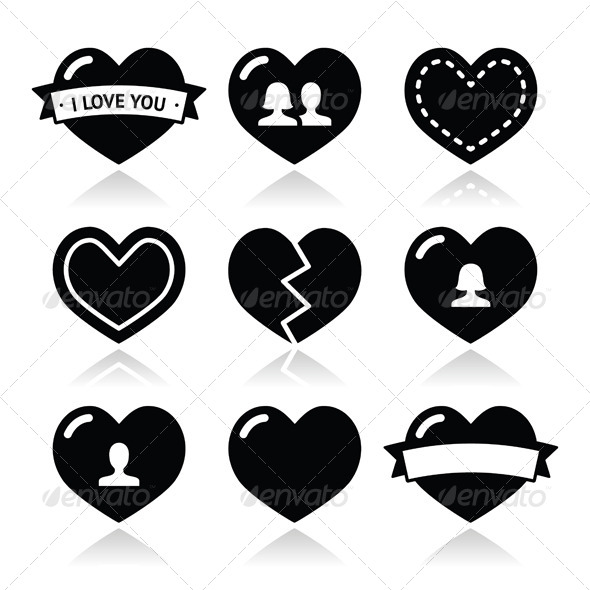 Love Hearts Icons Set for Valentines Day - Valentines Seasons/Holidays