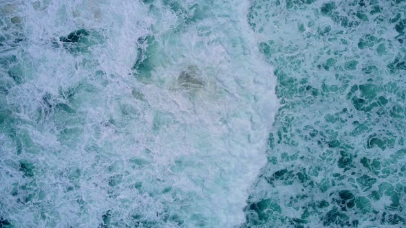 Powerful Beautiful sea waves. Aerial view of drone. Beach sand and sea copy space area. Summer sunse alt