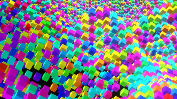 Vj Loop Wave Animation Of Multicolored Cubes 02