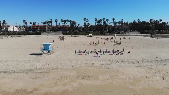 Beach Yoga And Football Aerial 4 K