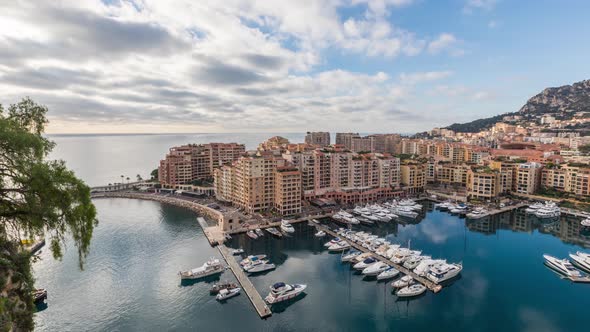 Panorama of port Fontvieille in Monaco
