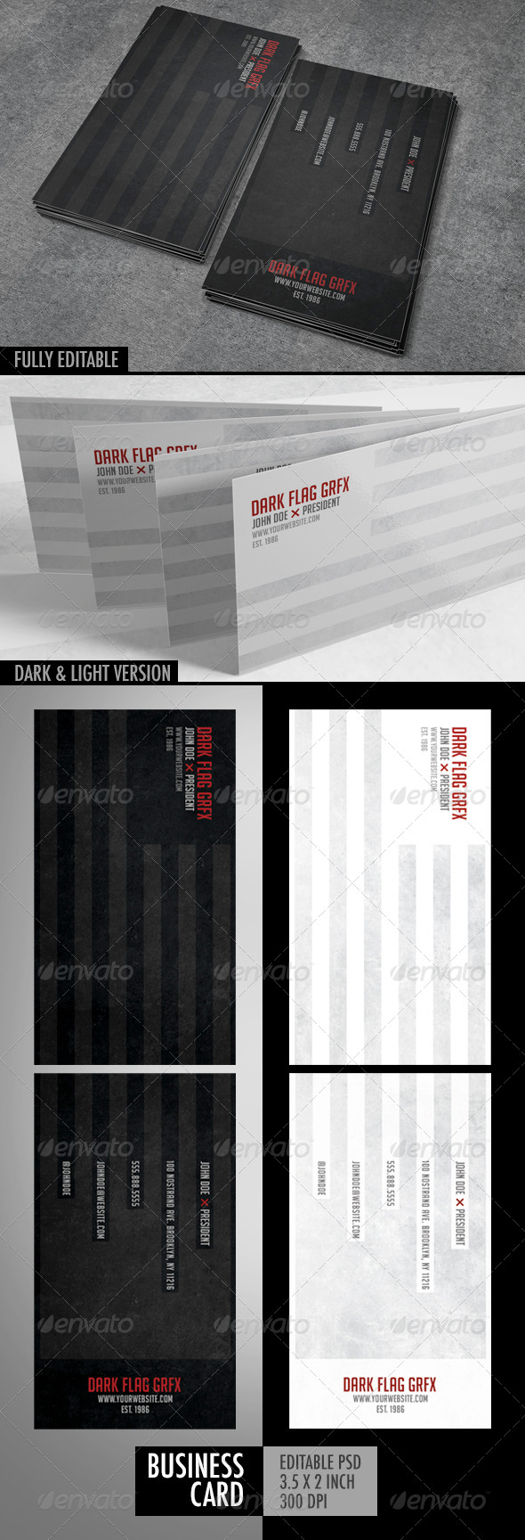 Dark Flag Business Card - Corporate Business Cards