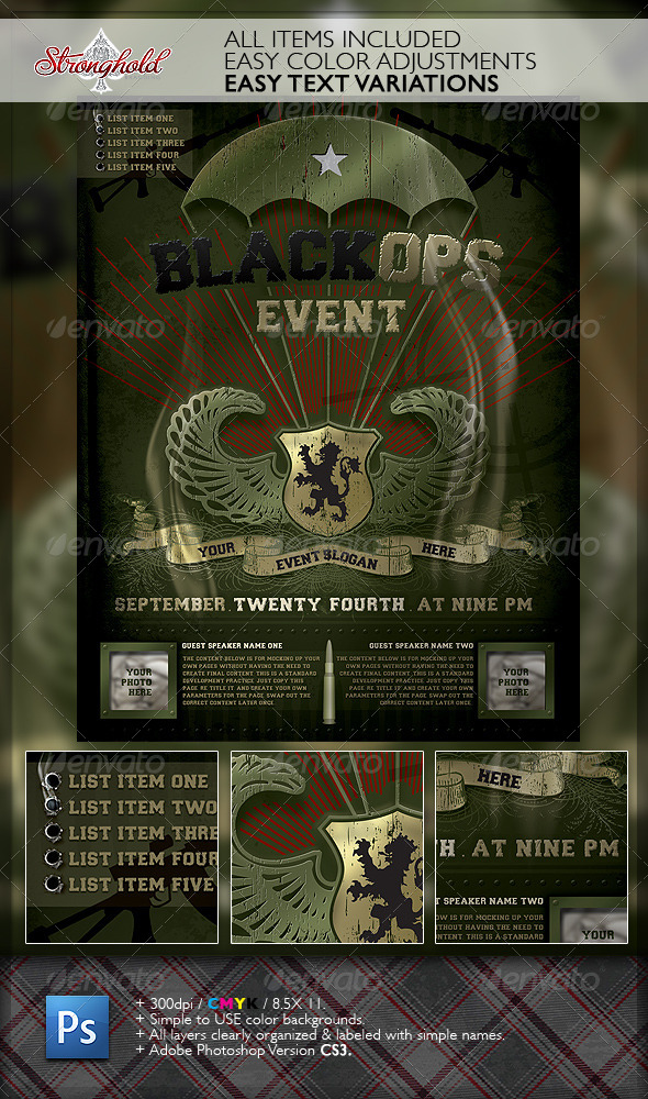 Vintage Black Ops Military Paratrooper Flyer by getstronghold