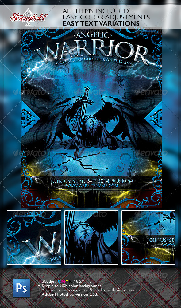 Angelic Warrior Church Flyer Template - Print Templates