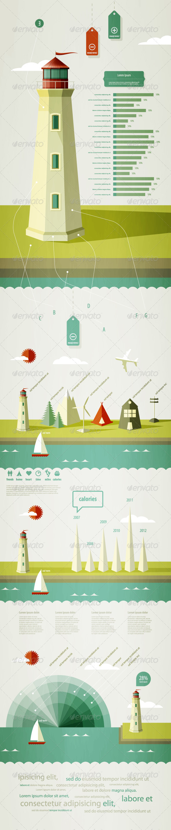 Infographics elements with a lighthouse - Infographics