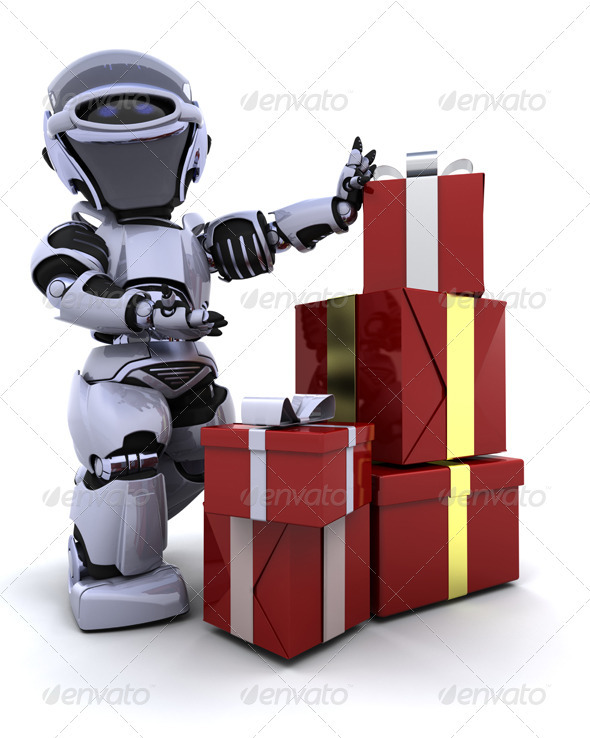 Robot with Christmas Presents