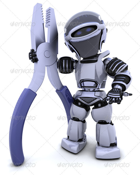 Robot with Pliers - 3D Backgrounds