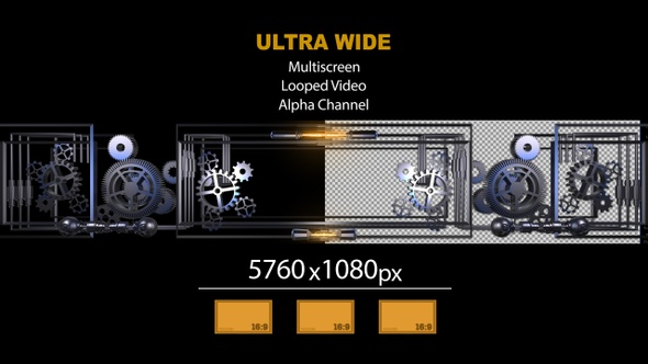 UltraWide HD Gears Frame With Alpha Channel 04