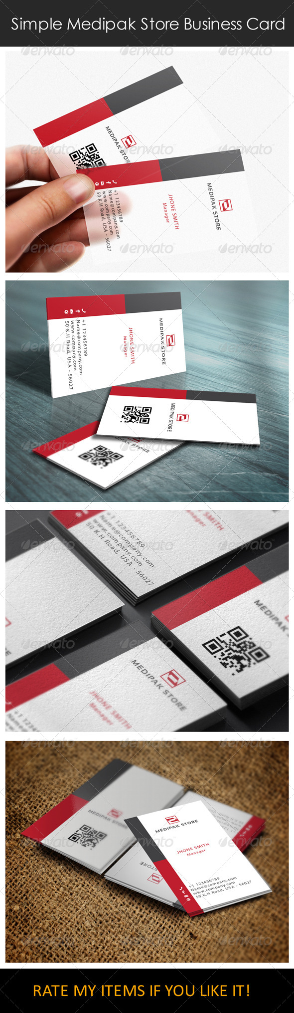 Simple Medipak Store Logo and Business Card - Corporate Business Cards