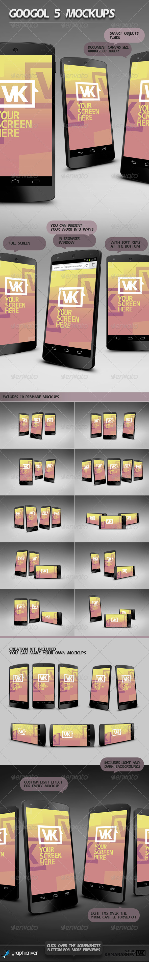 Googol 5 Mockups - Mobile Displays