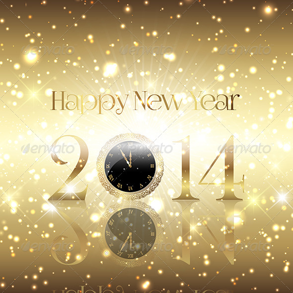 Golden Happy New Year Background - New Year Seasons/Holidays