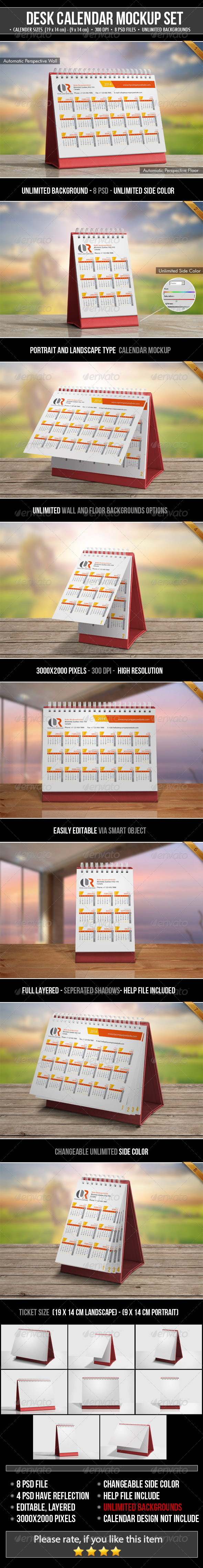 Desk Calendar Mockup Set