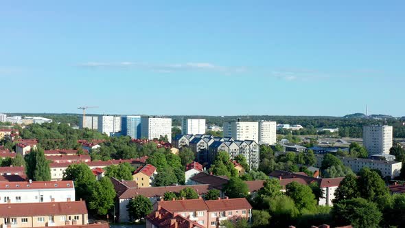 Stockholm, Sweden. Aerial Drone summer view of peaceful green urban landscape
