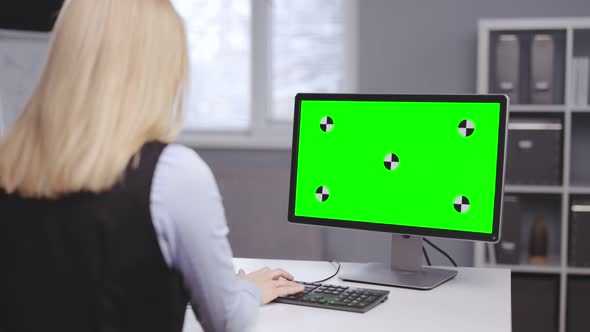 Work on Computer with Green Screen