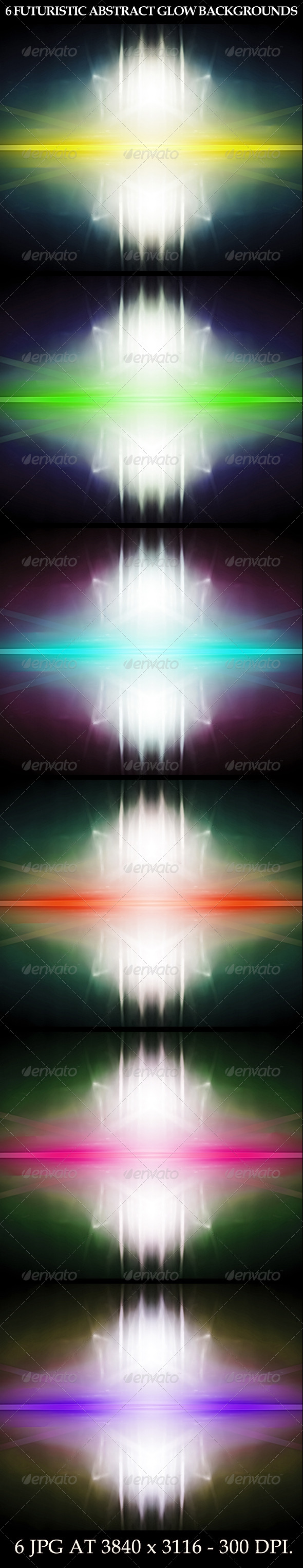 6 Futuristic Abstract Glow Backgrounds - Tech / Futuristic Backgrounds