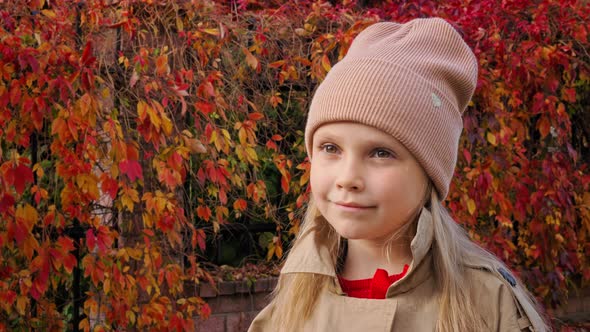 Portrait Child in a Hat Autumn