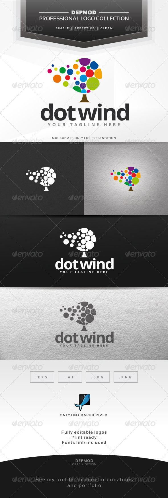 Dot Wind Logo - Symbols Logo Templates