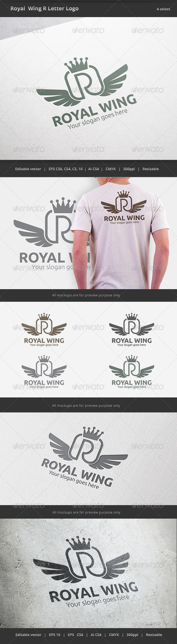 Royal Wing Letter R Logo - Letters Logo Templates