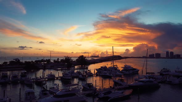 Panning wide landscape of coast city of Miami Florida United States alt