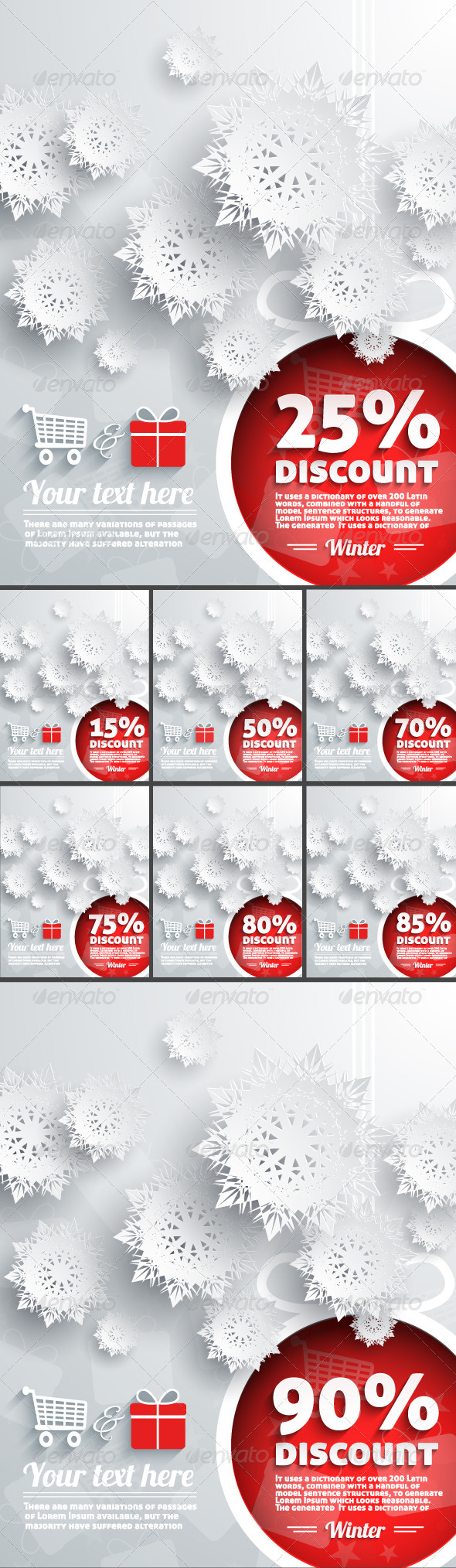 Winter Discount Percent with Snowflake and Ball - Retail Commercial / Shopping