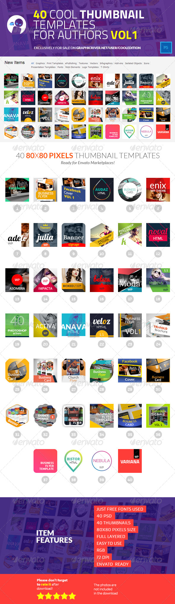 40 Cool Thumbnail Templates for Authors VOL1 - Miscellaneous Web Elements