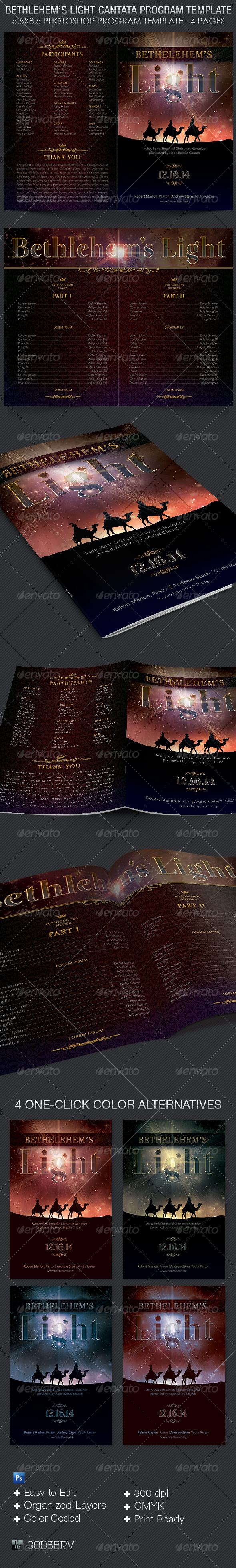 Bethlehem Light Cantata Program Template - Brochures Print Templates