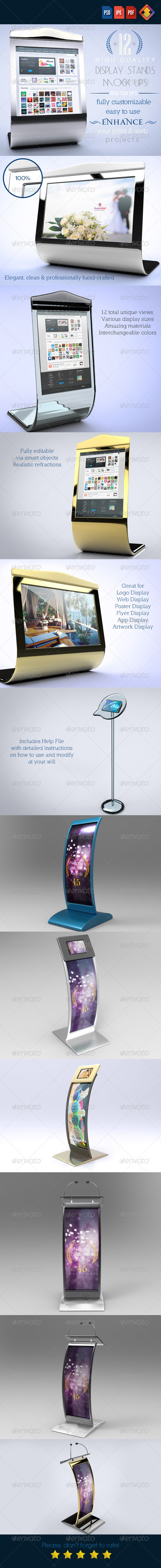 12 Luxury Display Stands Mock-Ups V.1 - Signage Print