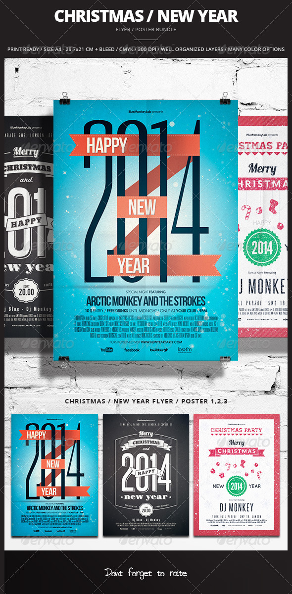 Christmas / New Year Flyer / Poster Bundle - Events Flyers
