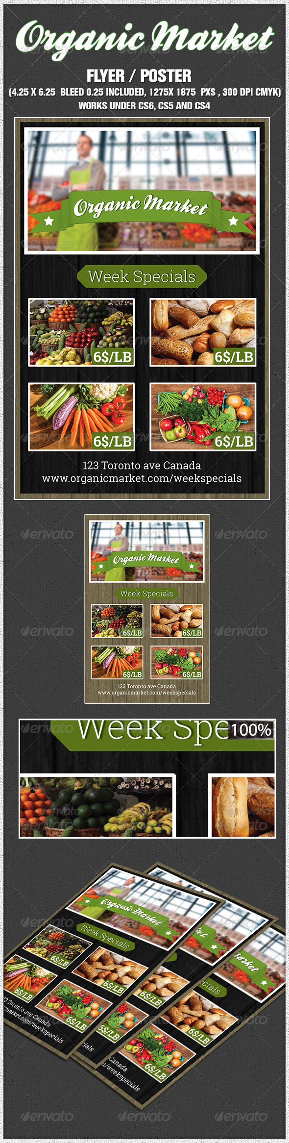 Indesign Organic Supermarket Flyer - Restaurant Flyers