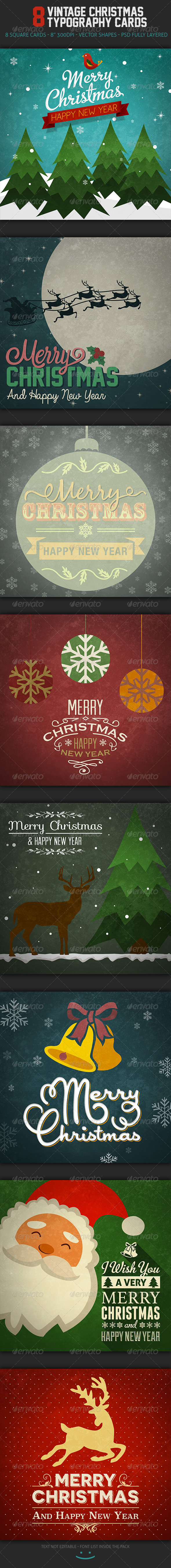 Vintage Christmas Typography Cards - Miscellaneous Backgrounds