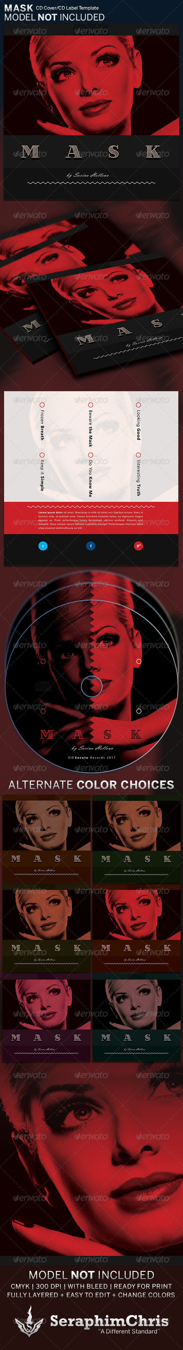 Mask: CD Cover Artwork Template - CD & DVD Artwork Print Templates