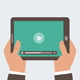 Businessman Holding Tablet Computer with Video