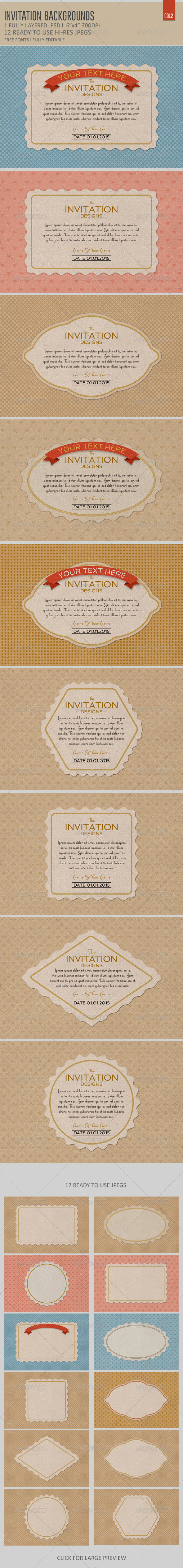 Invitation Card Backgrounds Col2 - Backgrounds Graphics