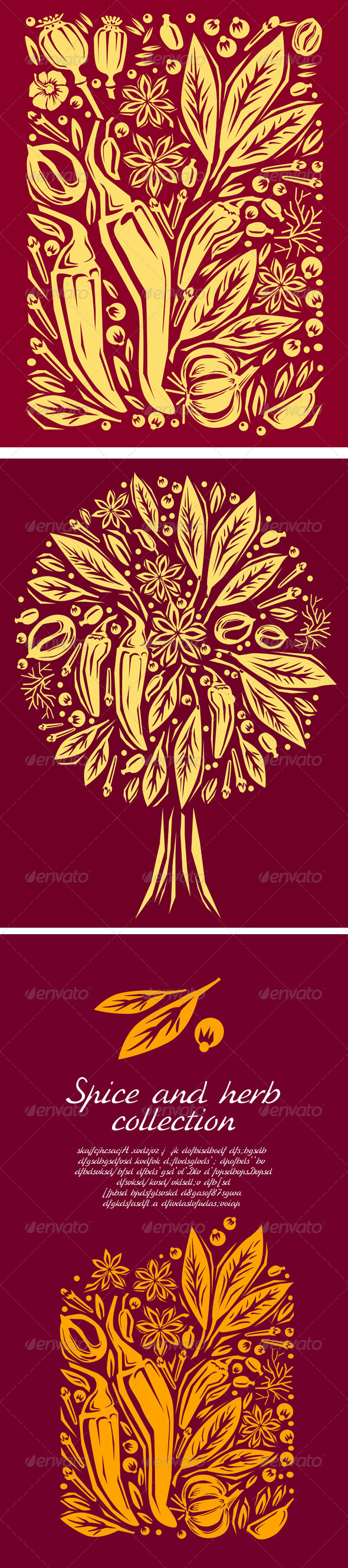 Woodcut Style Illustration of Spices - Food Objects