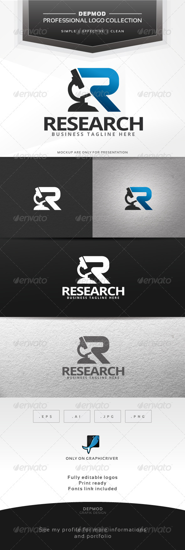 Research Logo - Letters Logo Templates