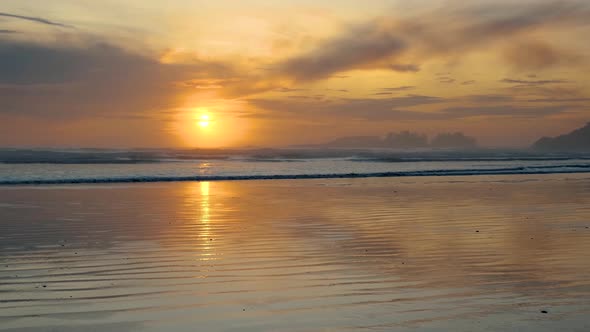 Tofino Vancouver Island Pacific Rim Coast Canada Beautiful Sunset at the Beach with Fog at Tofino alt