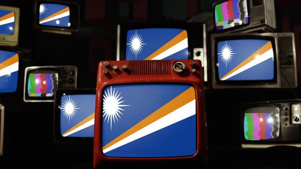Marshall Islands flag on Retro TV Stack. alt